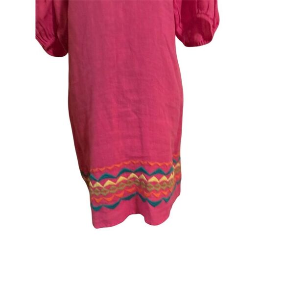 Uncle Frank Anthropology Women's Pink Embroidered Sheath Dress Tassel Boho - Picture 6 of 9